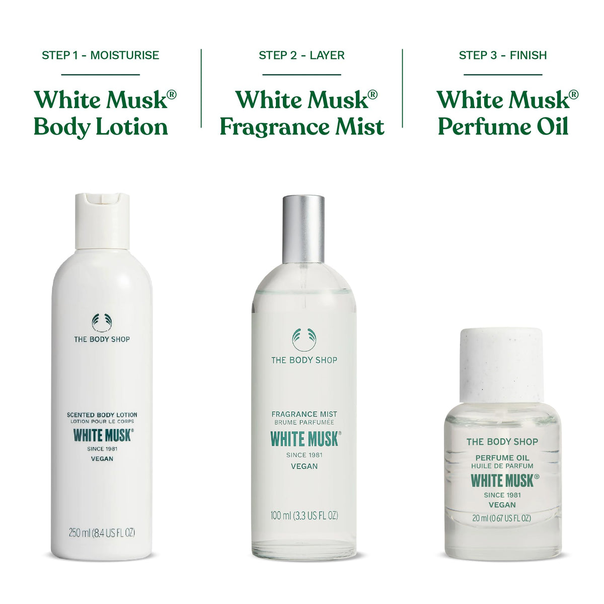The Body Shop bottle on vanity conveying everyday skincare luxury