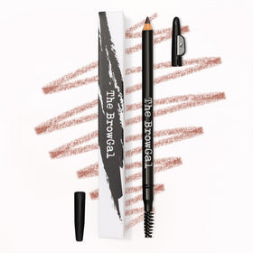 The BrowGal eyebrow pencil front view showing slim design and shade label for precise shaping