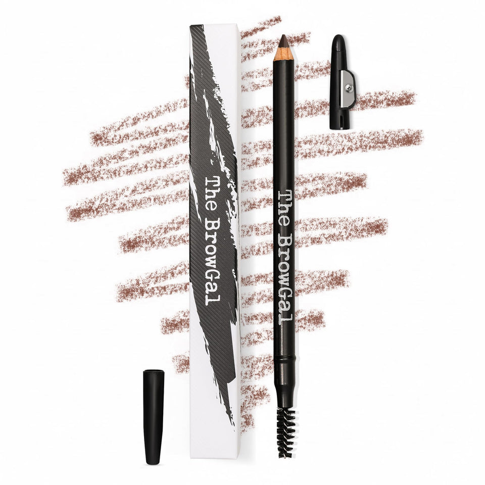 The BrowGal pencil front view showing slim design and shade