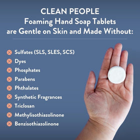 THE CLEAN PEOPLE rich foam in dispenser demonstrating gentle lather