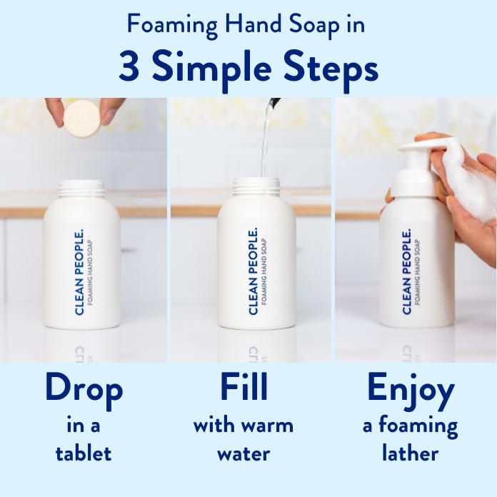 THE CLEAN PEOPLE tablet dissolving in bottle to show easy refill step