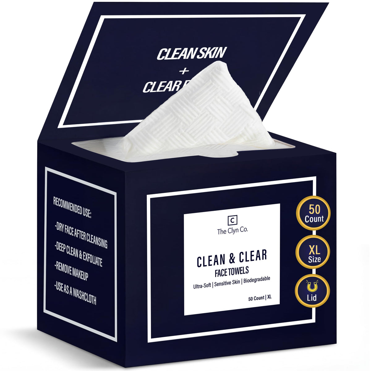 The Clyn Co. magnetic-lid box displayed on counter with towels for easy access