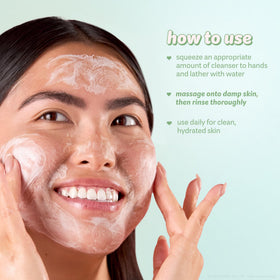 The Crème Shop cleanser in bathroom lifestyle setting demonstrating daily use