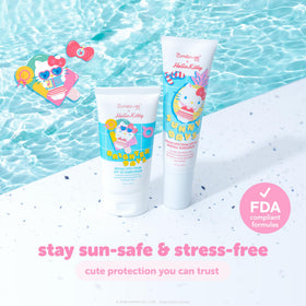 The Crème Shop tube next to hand showing compact size and travel-friendly benefit