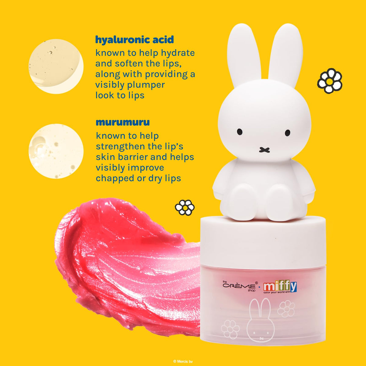 The Crème Shop balm applied on lips showing natural rosy tint and softened finish