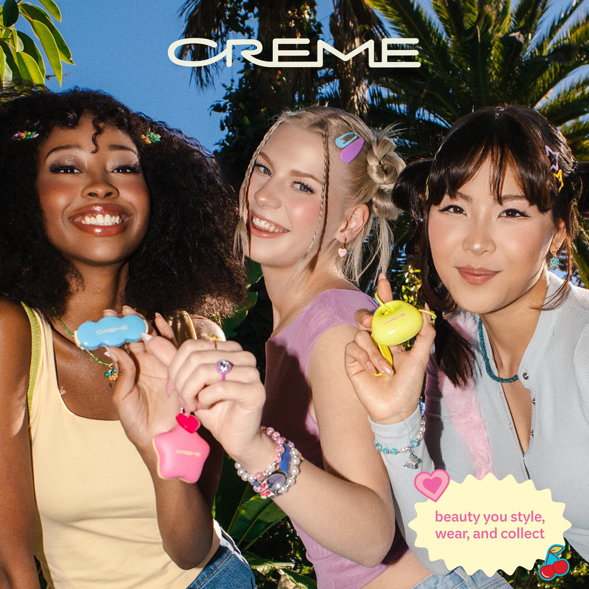 The Crème Shop on a desk as a lifestyle accessory and daily moisturizer