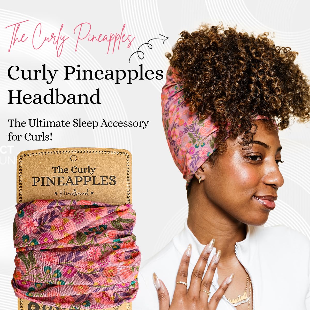 The Curly Pineapples fabric close-up showing soft texture and gentle stretch benefit