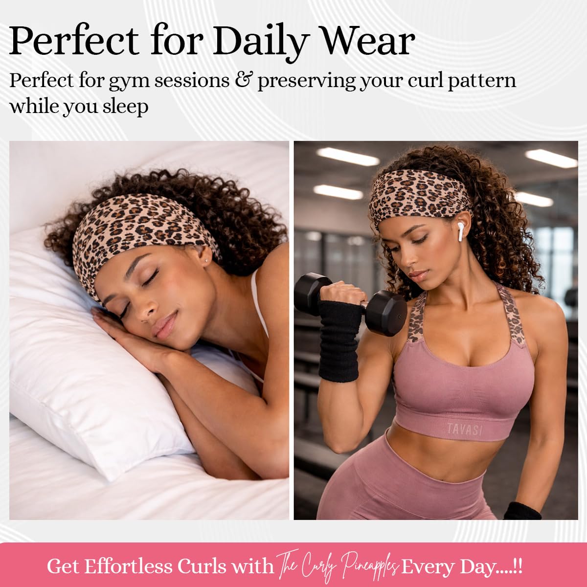 The Curly Pineapples flat lay showing cheetah print and wide band detail