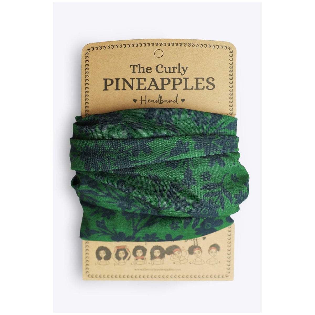 The Curly Pineapples forest green headband front view showing soft stretch and secure hold