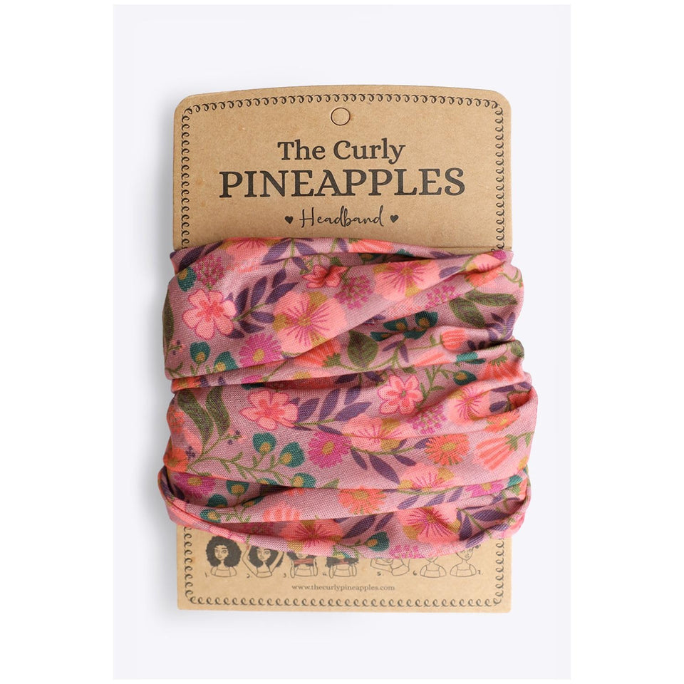 The Curly Pineapples front view of plum blush headband showing wide coverage and style