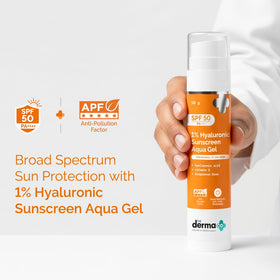 The Derma Co sunscreen dispensed on hand demonstrating quick absorption