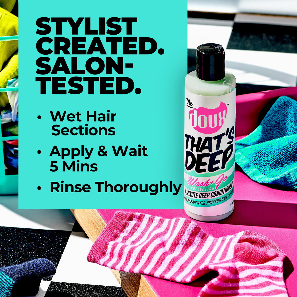 the doux application on curly hair demonstrating quick detangling and definition