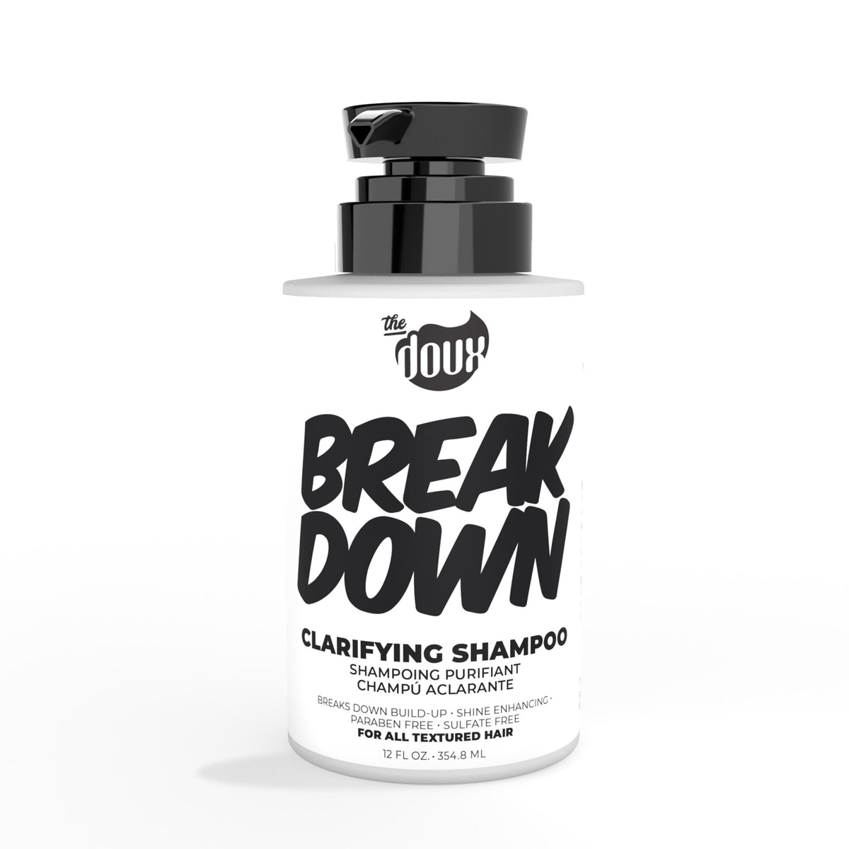 The Doux BREAKDOWN front bottle showing label and benefit of clarifying