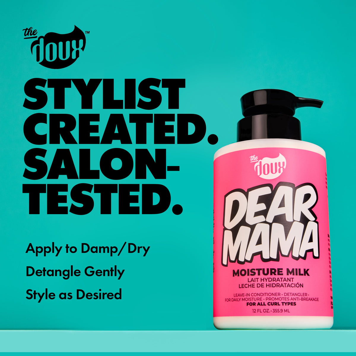 The Doux label close-up highlighting ingredients and usage