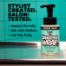 The Doux GANGSTER WRAP used on a pixie set showing sleek finish and styling benefit