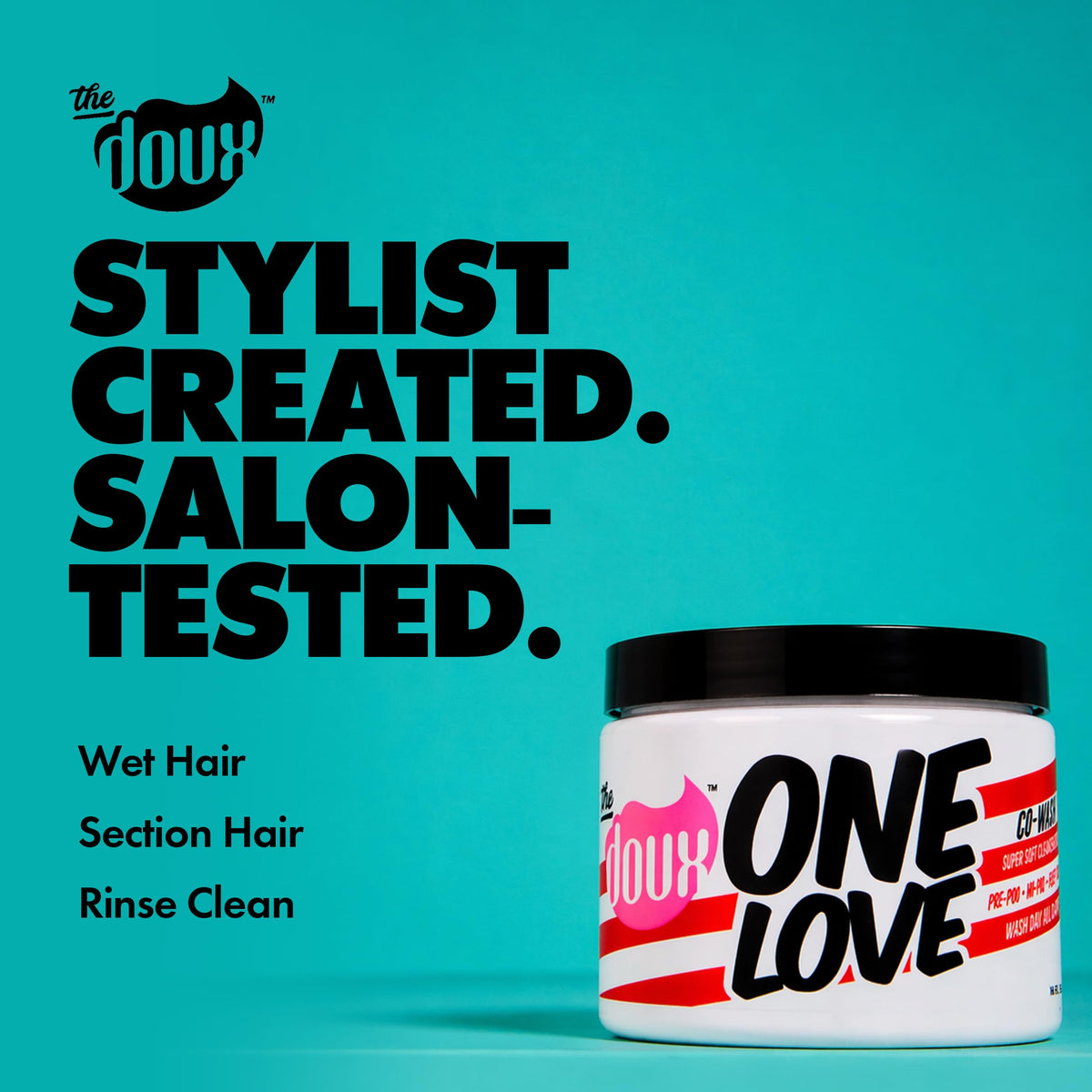 The Doux creamy texture close-up highlighting hydrating, detangling slip