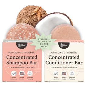 The Earthling Co. front packaging showing volumizing shampoo and conditioner bars benefits