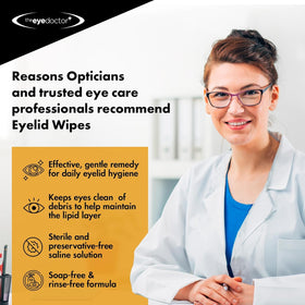 The Eye Doctor ingredient label highlighting preservative-free formulation