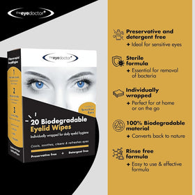 The Eye Doctor single wipe unfolded ready to cleanse lashes gently