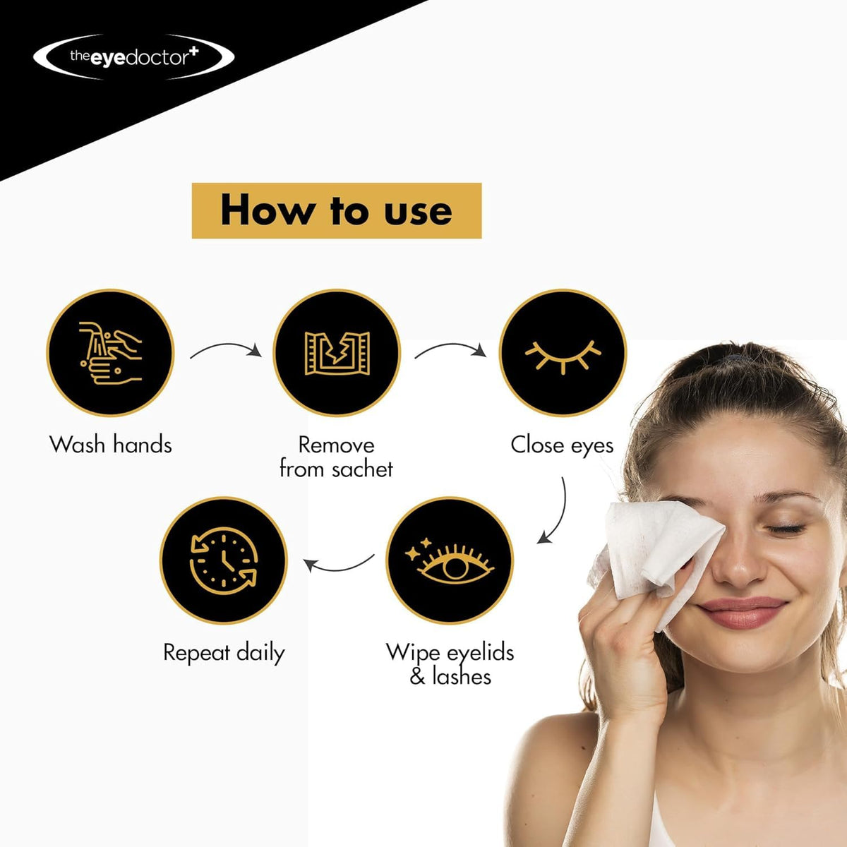 The Eye Doctor individual sachets packed in a travel-ready pouch