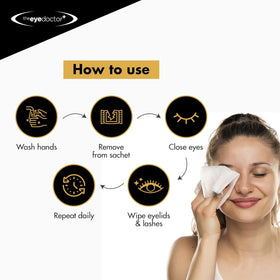 The Eye Doctor individual sachets packed in a travel-ready pouch