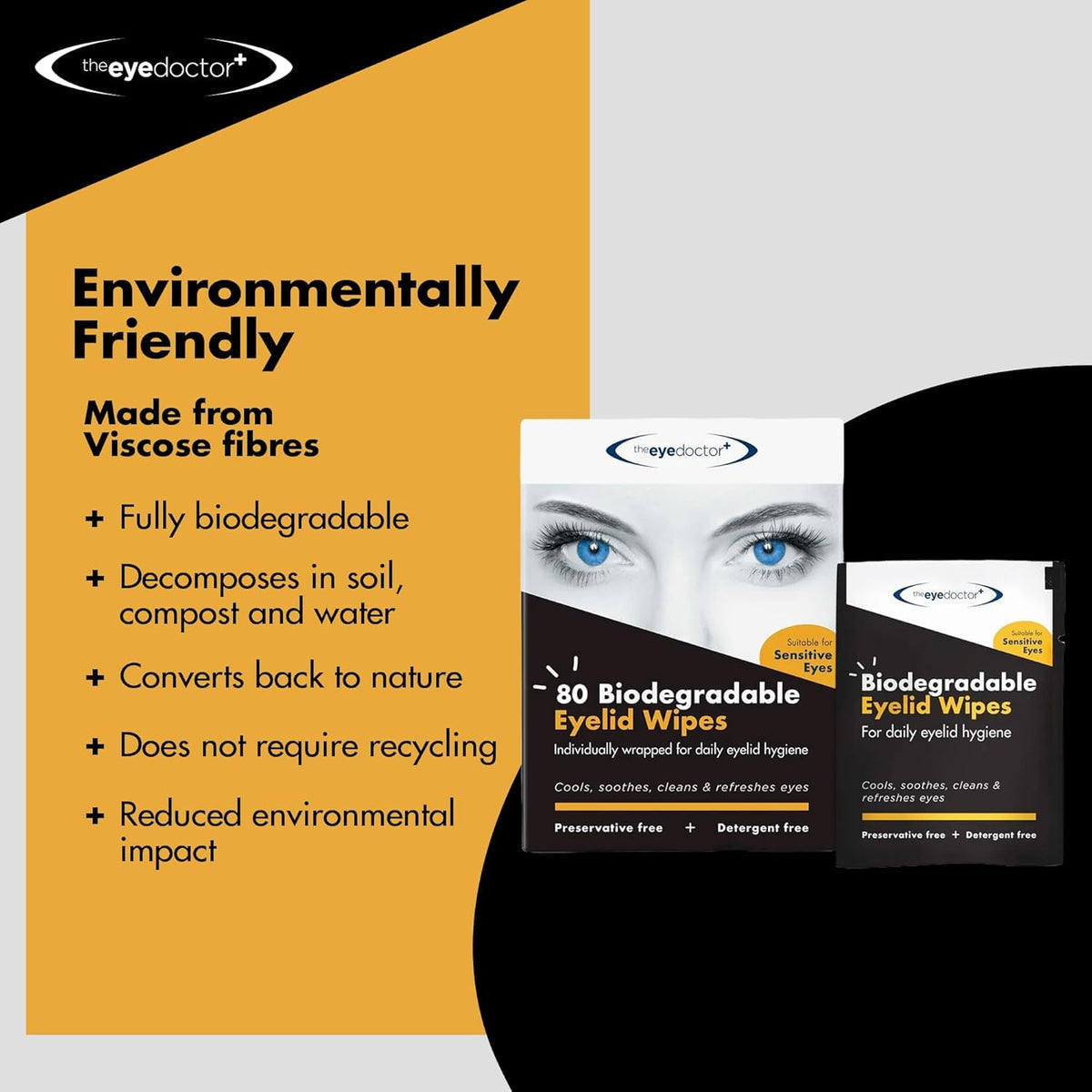 The Eye Doctor biodegradable wipe being disposed responsibly for eco benefit