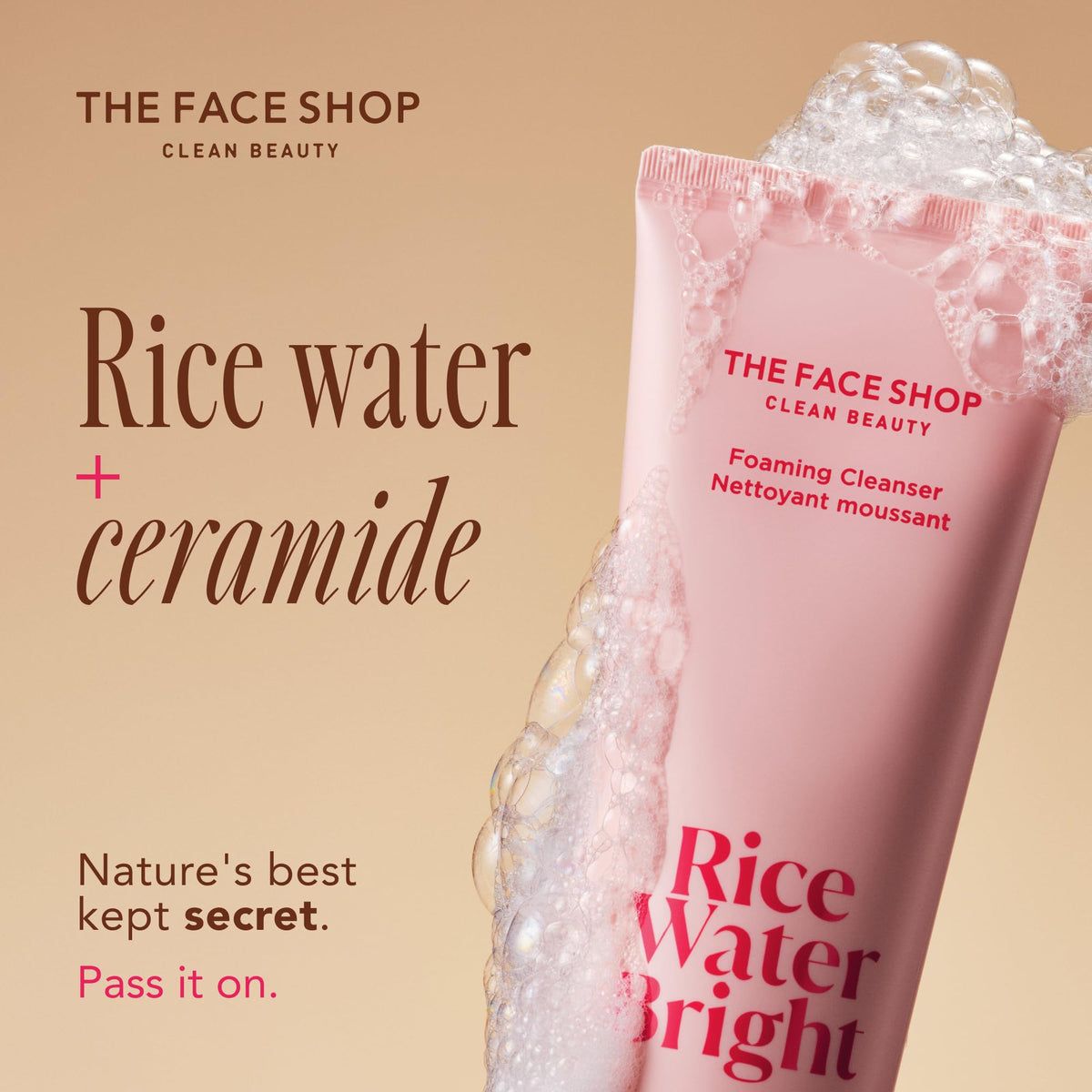 The Face Shop cleansing oil in hand removing makeup for quick cleansing