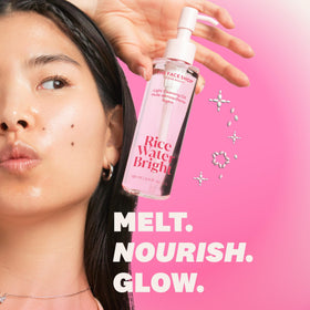 The Face Shop foaming cleanser label detail highlighting rice ingredients
