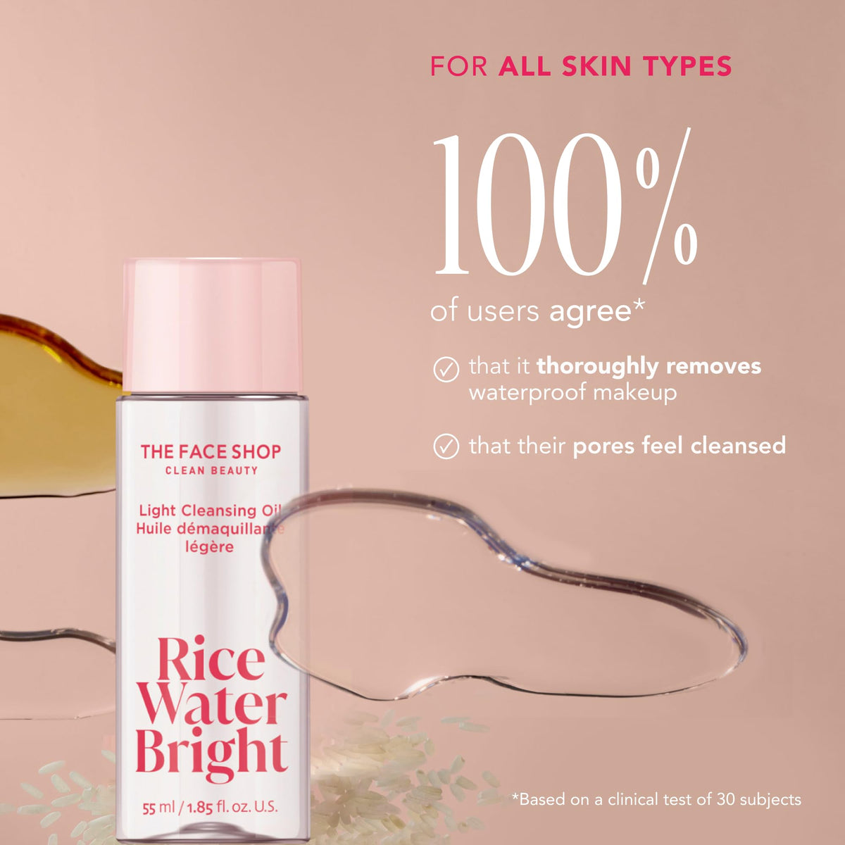The Face Shop product label showing rice water ingredient for brighter skin