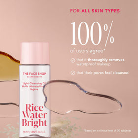 The Face Shop product label showing rice water ingredient for brighter skin
