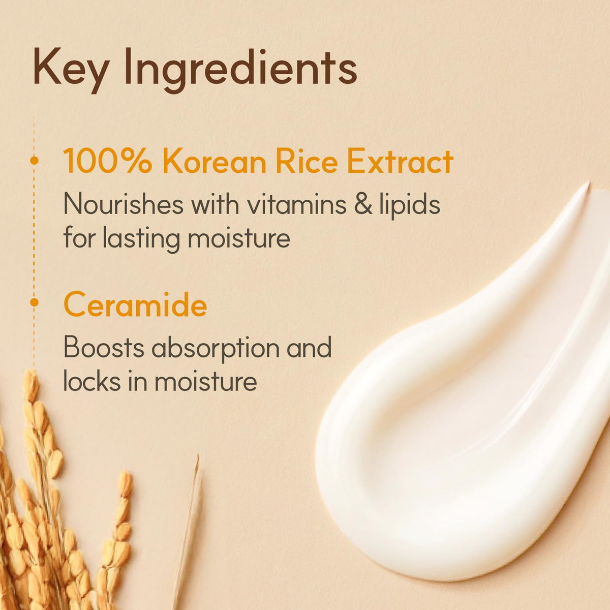 the face shop rice ceramide cream on fingers showing creamy feel and quick spreadability