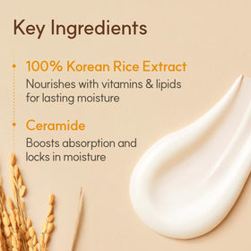 the face shop rice ceramide cream on fingers showing creamy feel and quick spreadability