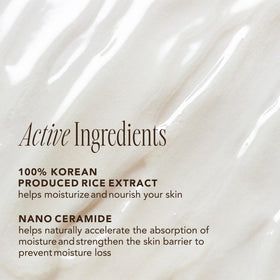 the face shop rice ceramide texture closeup illustrating silky, fast-absorbing emulsion benefit