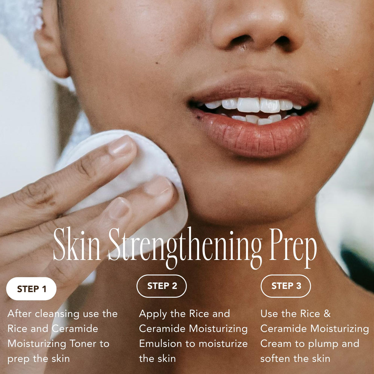 the face shop rice ceramide toner applied to hand showing fast absorption benefit