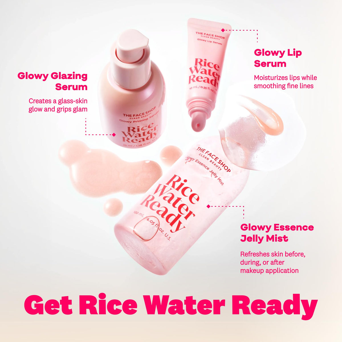 After-spray skin glow comparison showing The Face Shop instant radiance