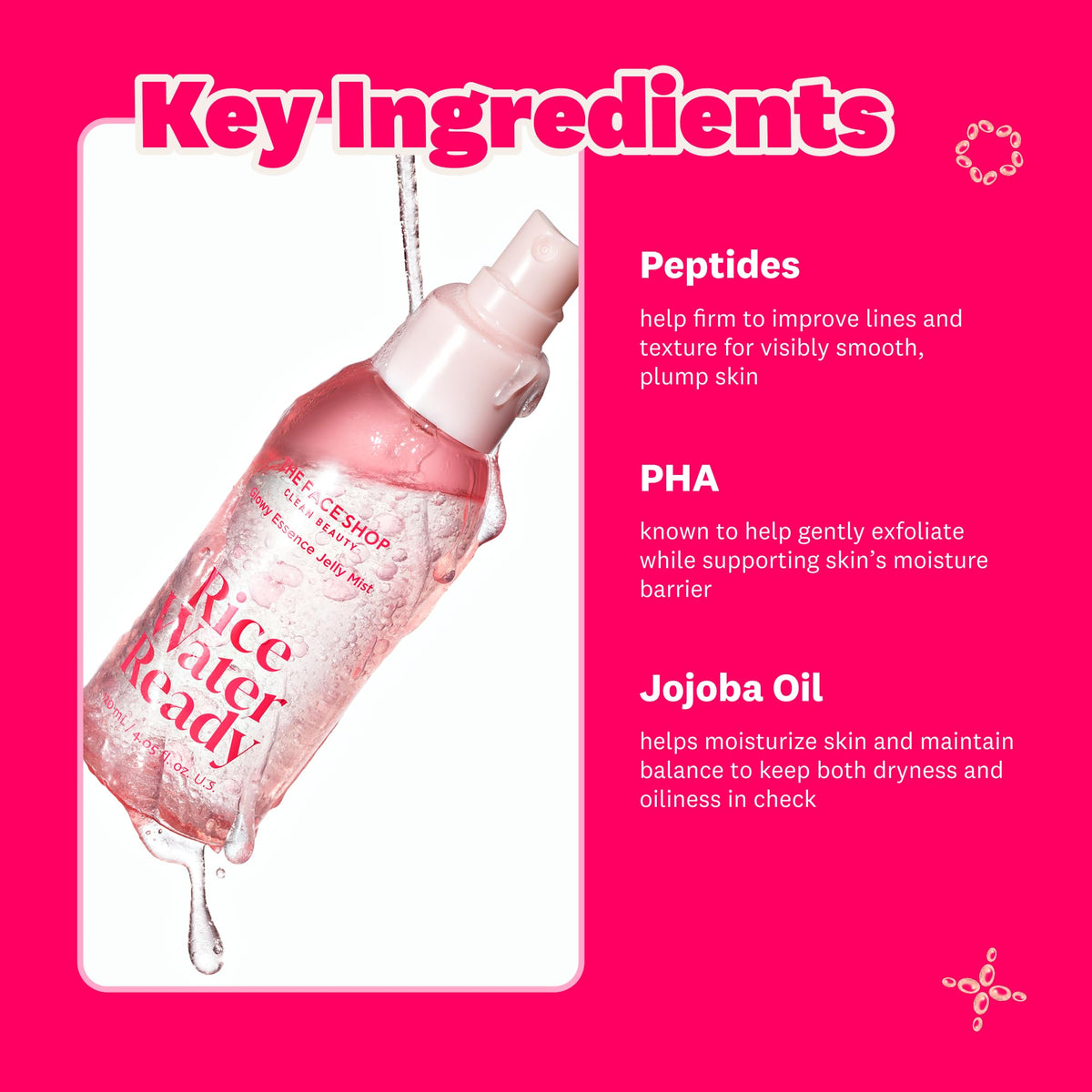 Close-up of jelly texture dispensing showing The Face Shop hydration boost