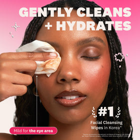 THE FACE SHOP close-up of wipe texture displaying soft fibers and gentle cleansing benefit