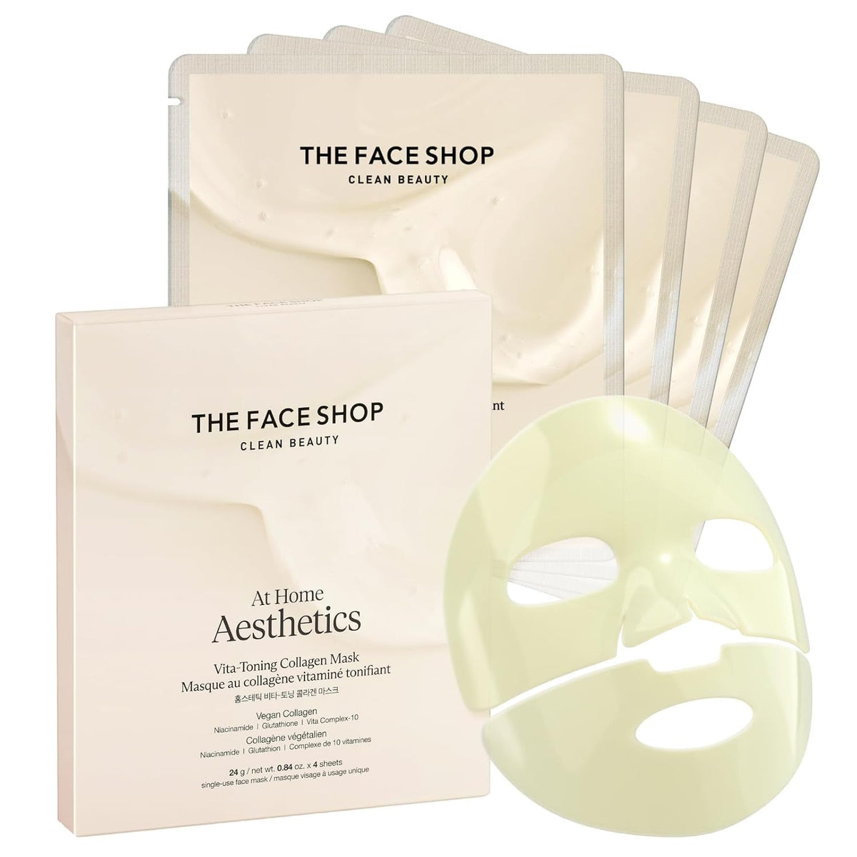The Face Shop front packaging showing mask sachet and hydration benefits