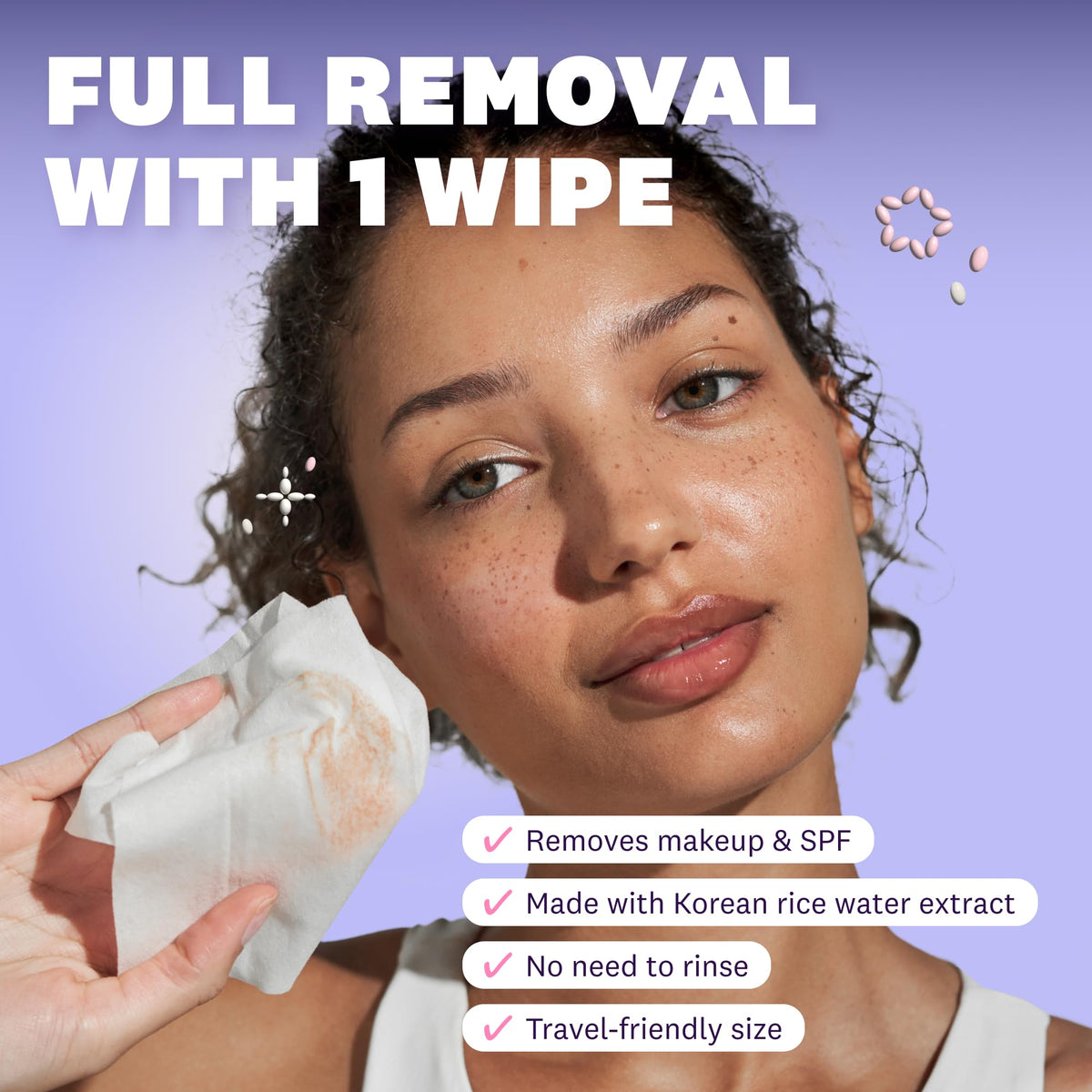 THE FACE SHOP wipe removing makeup to reveal cleaner, hydrated skin