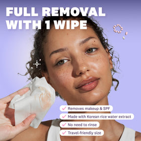 THE FACE SHOP wipe removing makeup to reveal cleaner, hydrated skin