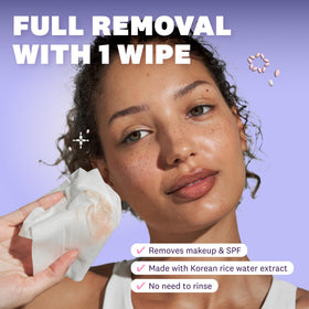 THE FACE SHOP wipe in use removing eye and face makeup demonstrating gentle effectiveness