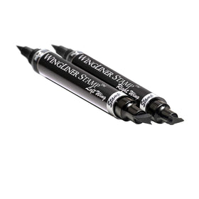 the flick stick in bag lifestyle with makeup pouch illustrating on-the-go wing convenience