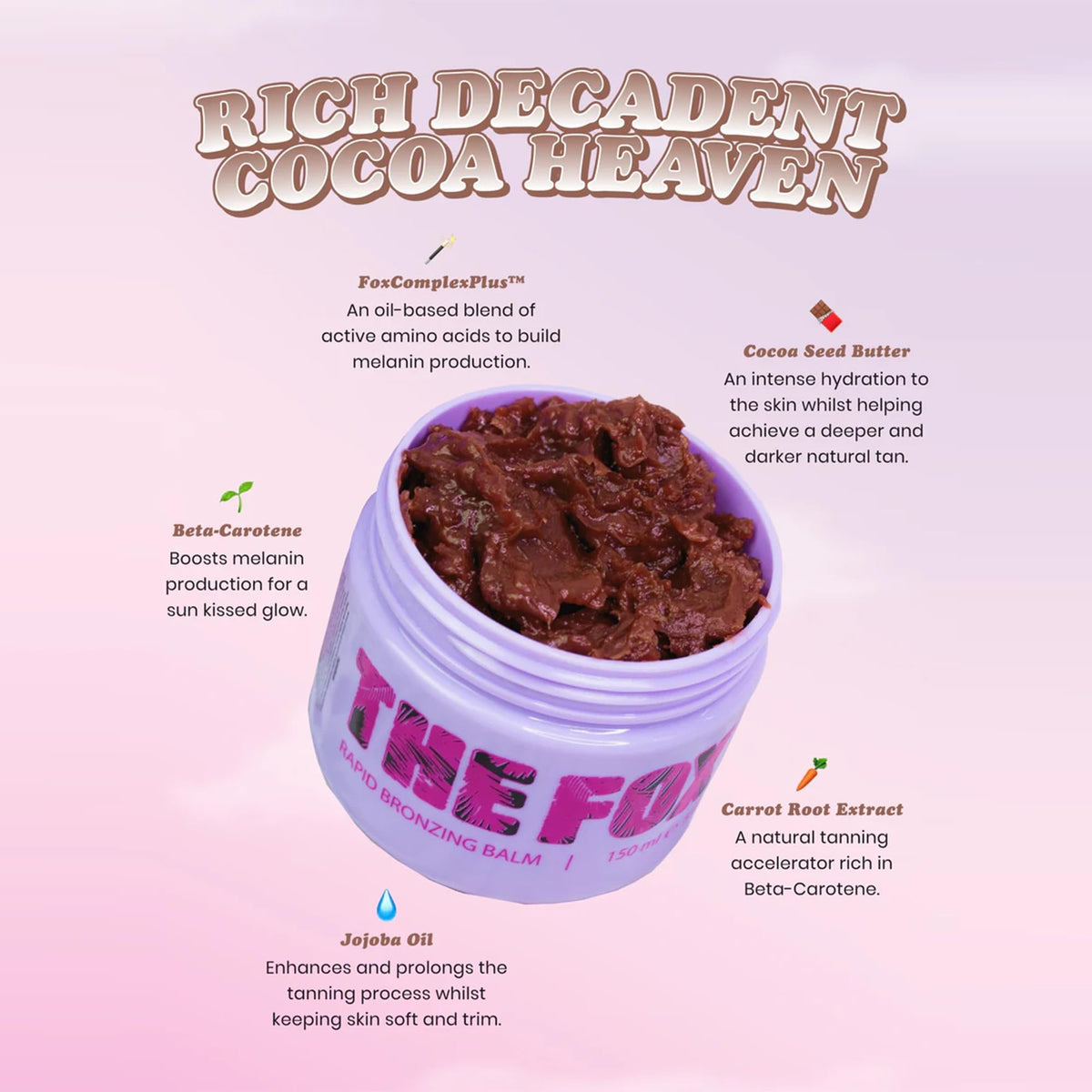 THE FOX TAN close-up of smooth balm texture illustrating hydration and easy absorption