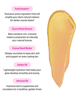 THE FOX TAN side label detail highlighting fragrance-free and vegan benefits