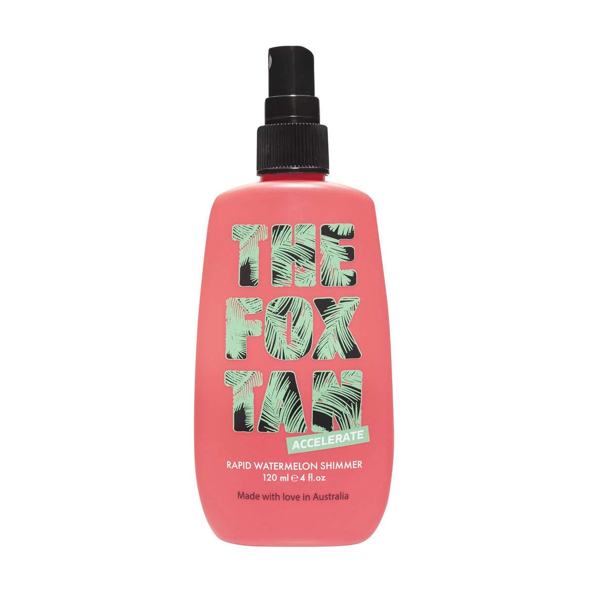 The Fox Tan front bottle 120 mL showing label and travel-ready size benefit