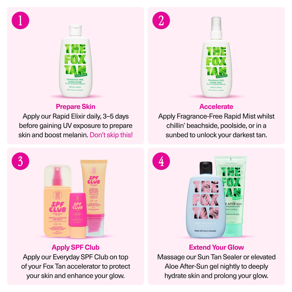 THE FOX TAN pump dispensing elixir to show lightweight texture and quick absorption