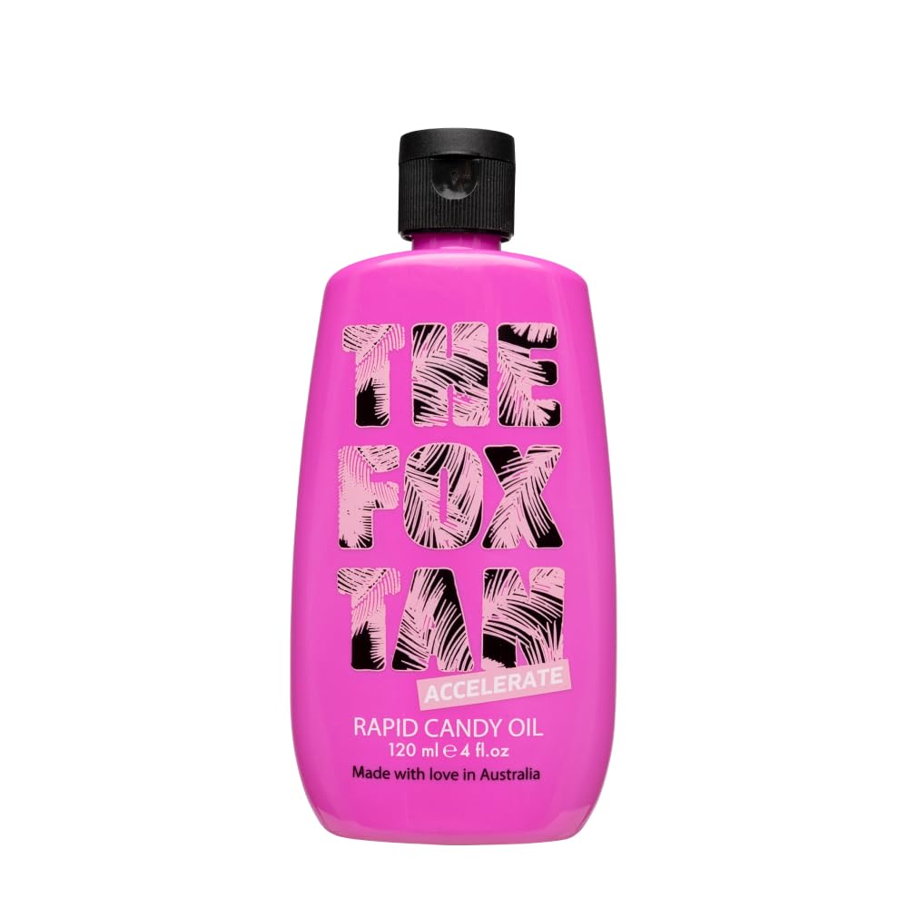 The Fox Tan front bottle showing label and 120mL size, highlights vegan formula