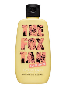 THE FOX TAN front packaging showing 90ml bottle and product name benefit: quick tanning