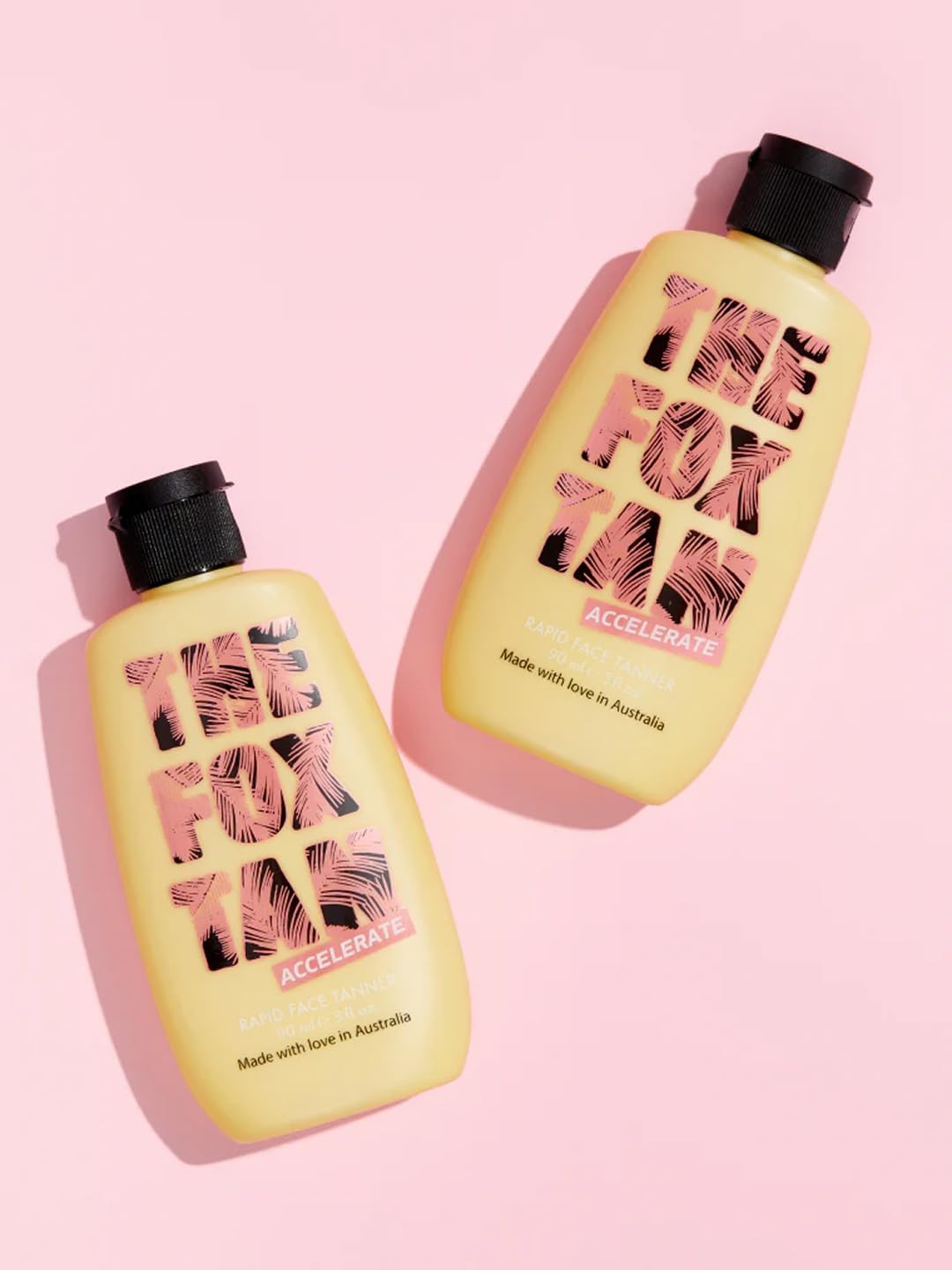 THE FOX TAN bottle on bathroom vanity among skincare items showing daily routine compatibility benefit