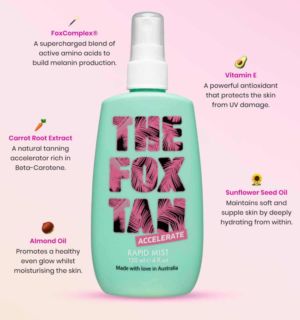 THE FOX TAN mist spray action demonstrating quick application